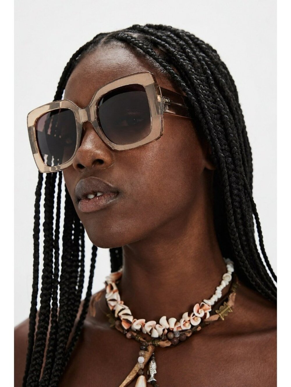 Free People Sugar Oversized Sunglasses Clear Blush Comes With Reusable FP Bag